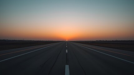 Naklejka premium Long Empty Runway at Sunrise