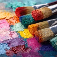 Obraz premium Paintbrushes and vibrant palette