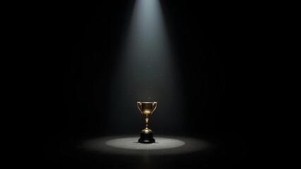 Trophy Illuminated on a Dark Stage