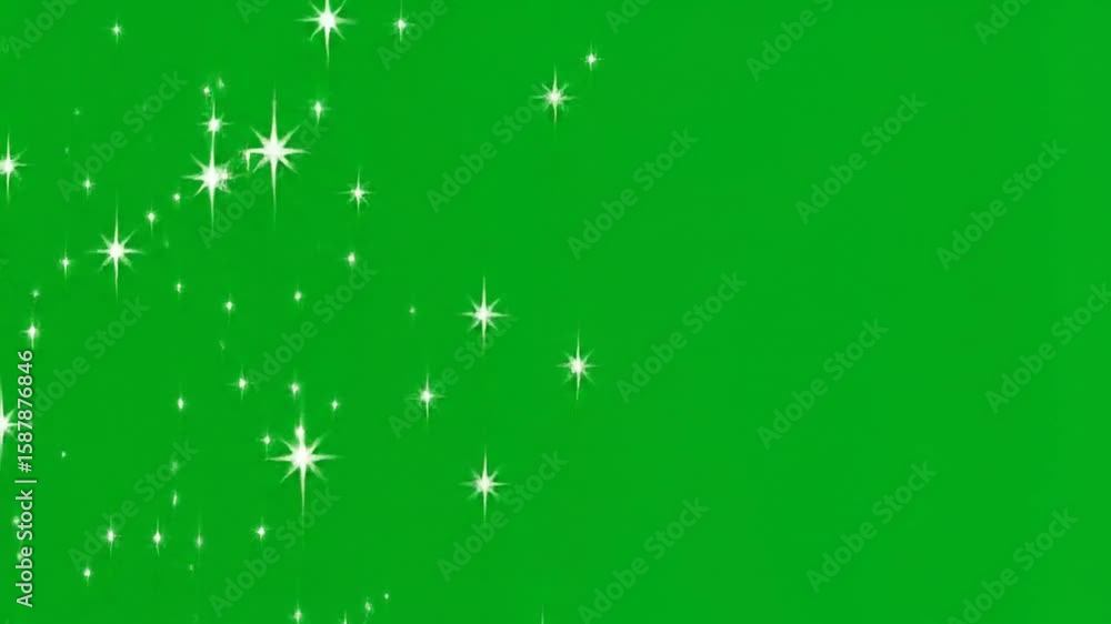 Poster sparkling stars overlay animation on green screen background for festive projects