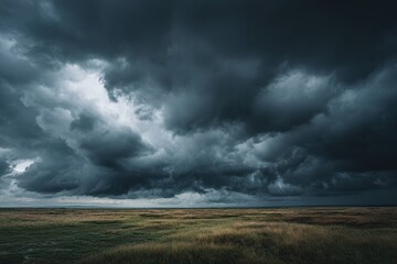 Storm clouds gather over a vast plain
