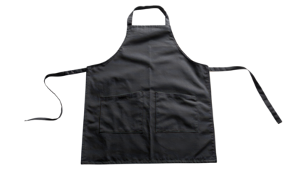 Black apron with side pockets background isolated on a Transparent background, PNG file.