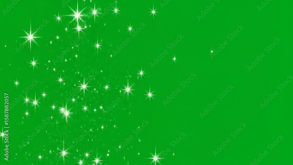 Poster sparkling stars shining animation overlay on green screen background and alpha matte