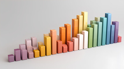 colored bar chart with 3D view on plain background