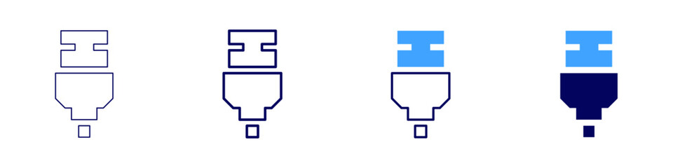 Obraz premium Cable television icon in 4 different styles. Thin Line, Line, Bold Line, Duotone. Duotone style. Editable stroke