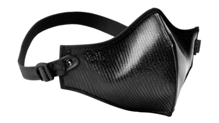 Black carbon mask with soft shadow isolated on a Transparent background, PNG file.