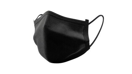 Black carbon mask with elastic ear loops background isolated on a Transparent background, PNG file.