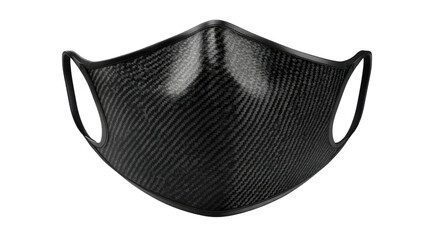 Black carbon mask with elastic ear loops background isolated on a Transparent background, PNG file.