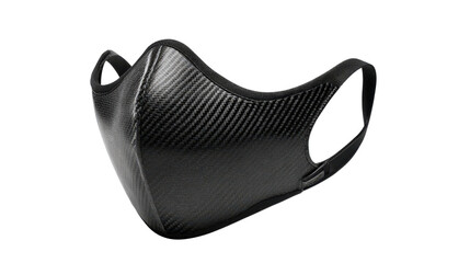 Black carbon mask with sleek modern design background isolated on a Transparent background, PNG file.