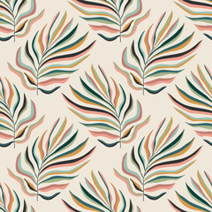 Trendy minimalist seamless botanical pattern with abstract creative hand drawn composition