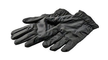 Black coated nylon gloves with elastic cuffs background isolated on a Transparent background, PNG file.