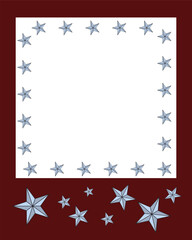 Blue star border frame with minimalist design. Celebration or festive vector template.