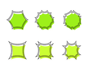 Green Abstract Badge and Frame Set with Outline Style for Infographics Labels and Graphic Elements