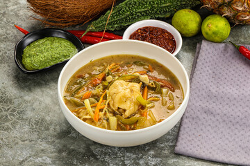 Chinese wonton soup with dumplings