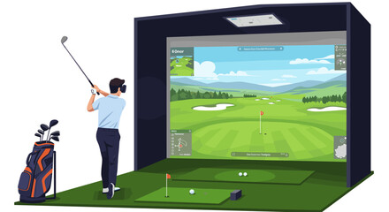 Virtual golf simulator experience with high-tech features and realistic gameplay