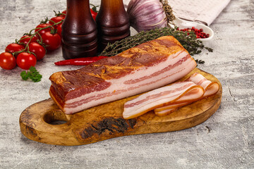 Fat bacon cut with slices