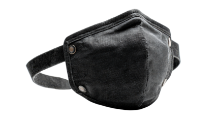 Black welding helmet with adjustable shade control background isolated on a Transparent background, PNG file.