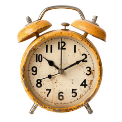 Rusty yellow alarm clock, time