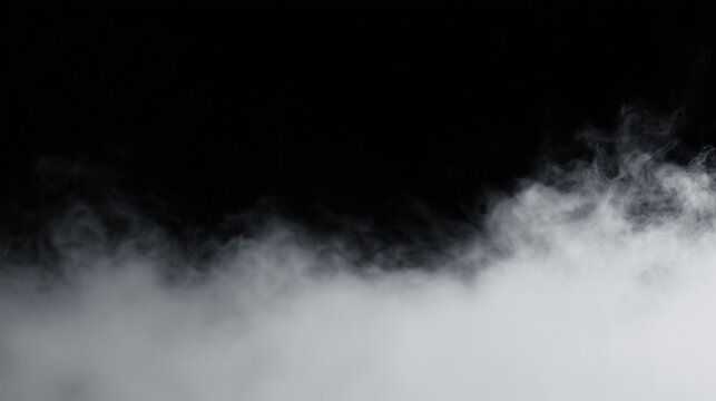 White fog or smoke on black background in minimal style