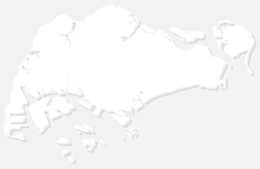 3D White Silhouette Singapore Map Asian Country