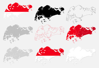 Collection of Singapore Map Asian Country