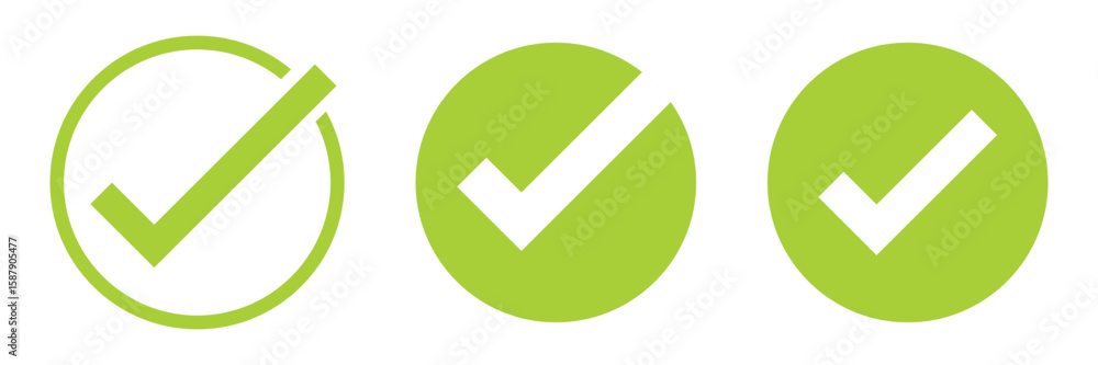 Aufkleber set of green tick mark approved . check mark icon symbols collection . symbol for website computer a