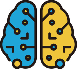 Artificial intelligence brain concept flat style