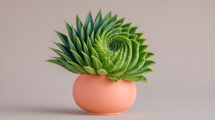 Spiral Aloe Plant in Pot with Minimalist Design.