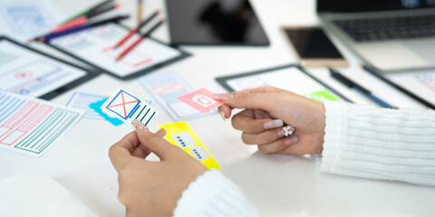 Website designer, Creative planning phone app development template layout framework wireframe...