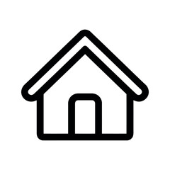 Obraz premium Simple Black Outline Home Icon with Arched Door on White Background