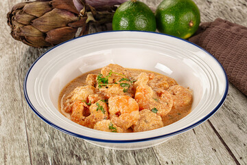 Prawn in white cream sauce