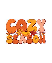 Groovy Cozy Season Fall T-shirt Design