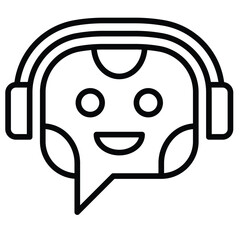 Outline chatbot icon for AI assistant and support