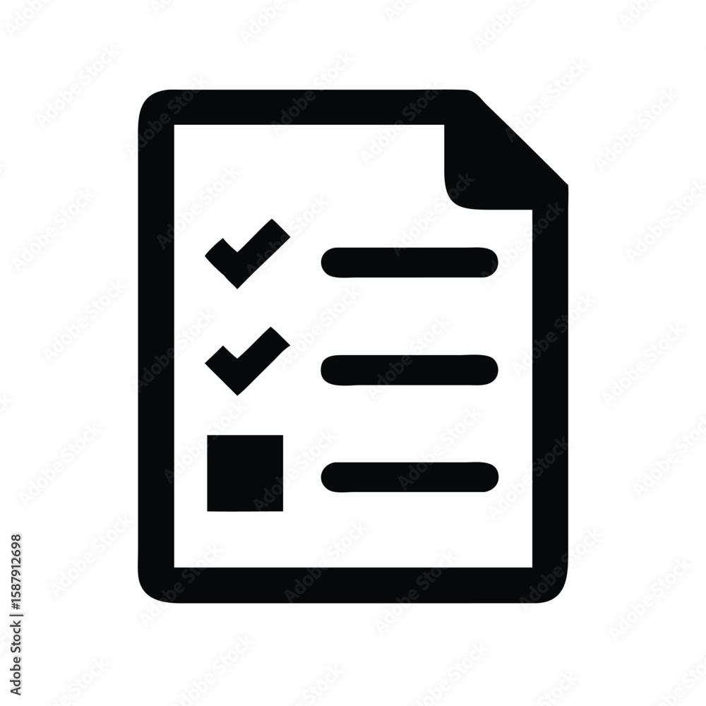 Poster illustration of a checklist with checkmarks and a square indicating items on a document page