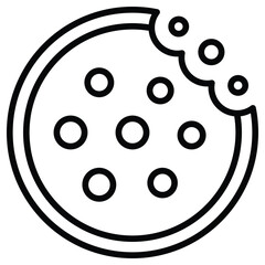 Outline cookie icon for browser data and web privacy