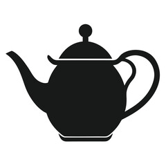 Obraz premium A black teapot with a curved spout, a classic icon for tea, relaxation, and kitchen items.