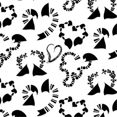 geometric brush line heart pattern background texture abstract art print design