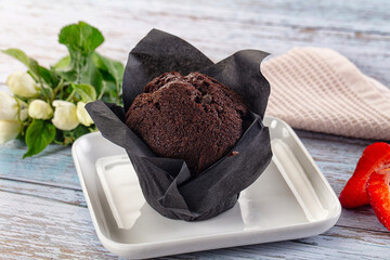 Sweet tasty chocolate muffin cupcake