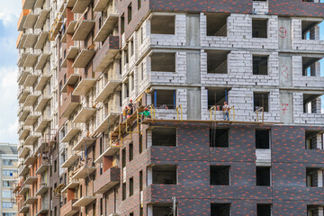  Construction of modern high-rise residential buildings. Timelapse