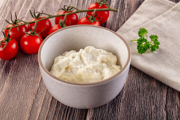 Italian delicous stracciatella young soft cheese