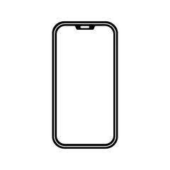 Black and White Line Drawing of Modern Smartphone Shape