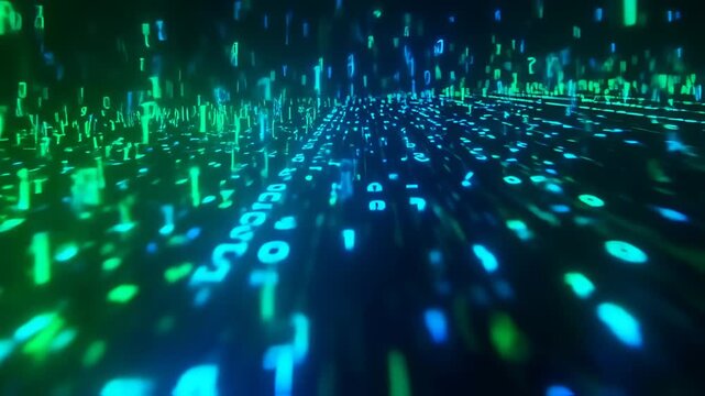 Abstract digital flowing numbers background