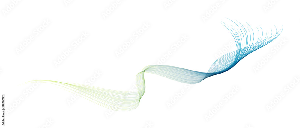 Aufkleber vector abstract brush stroke wavy lines flowing smooth curve blue green gradient isolated on transpa