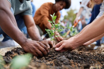 Activists participate in tree planting event to promote environmental awareness and sustainability