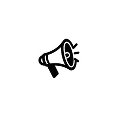 Simple black megaphone icon with colorful specks