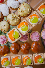 Sweets and candies at a candy bar , event reception
