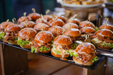 Tasty burgers at an event. 
