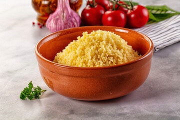 Boiled wheat couscous grain garnish