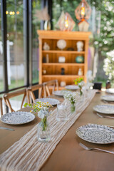 Beautiful details of the flower decorations at a wedding's reception. 