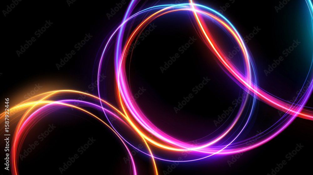 Poster abstract image showing curved lines of light against a dark background